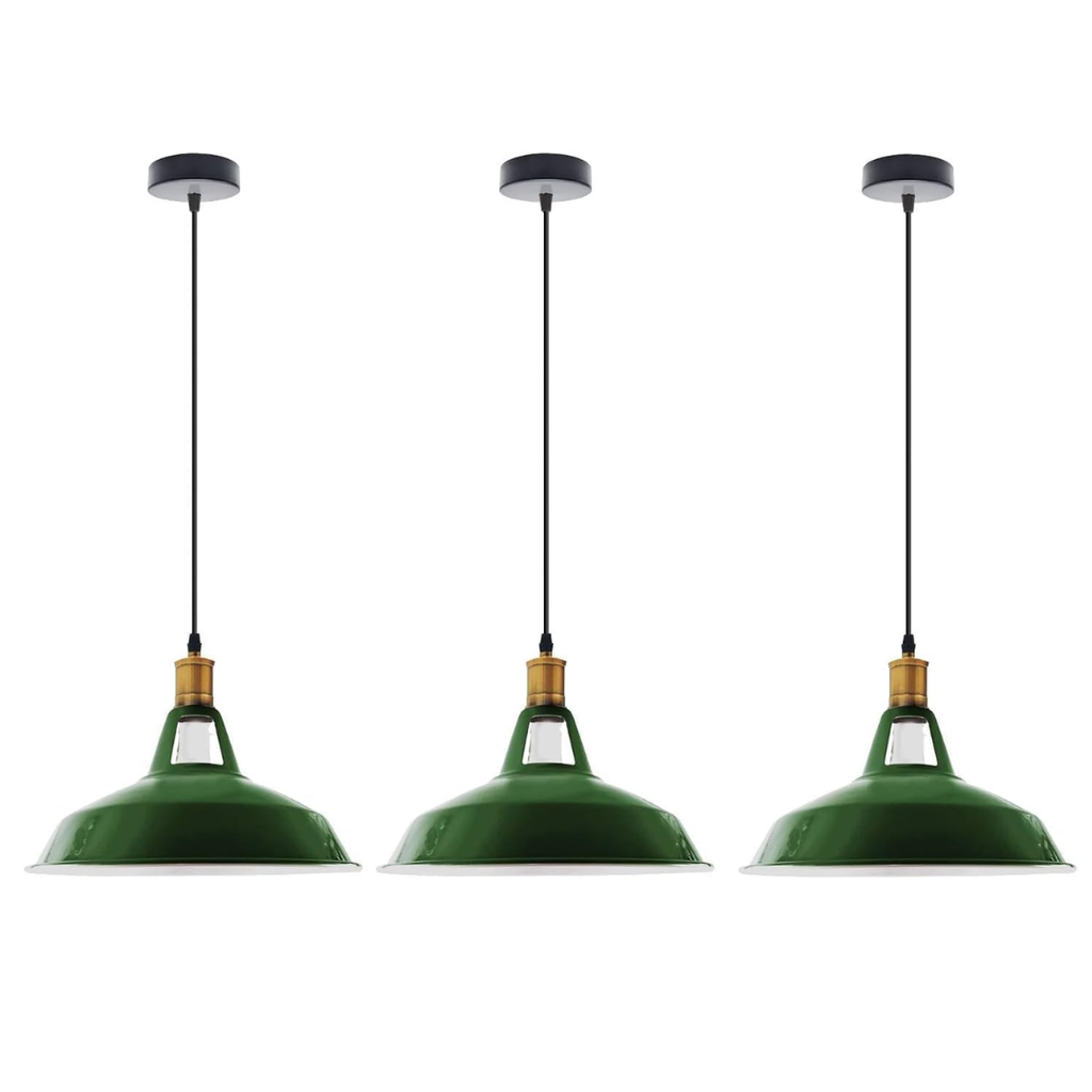 3-Pack Vintage Industrial Metal Dome Pendant Ceiling Lights Adjustable Cable