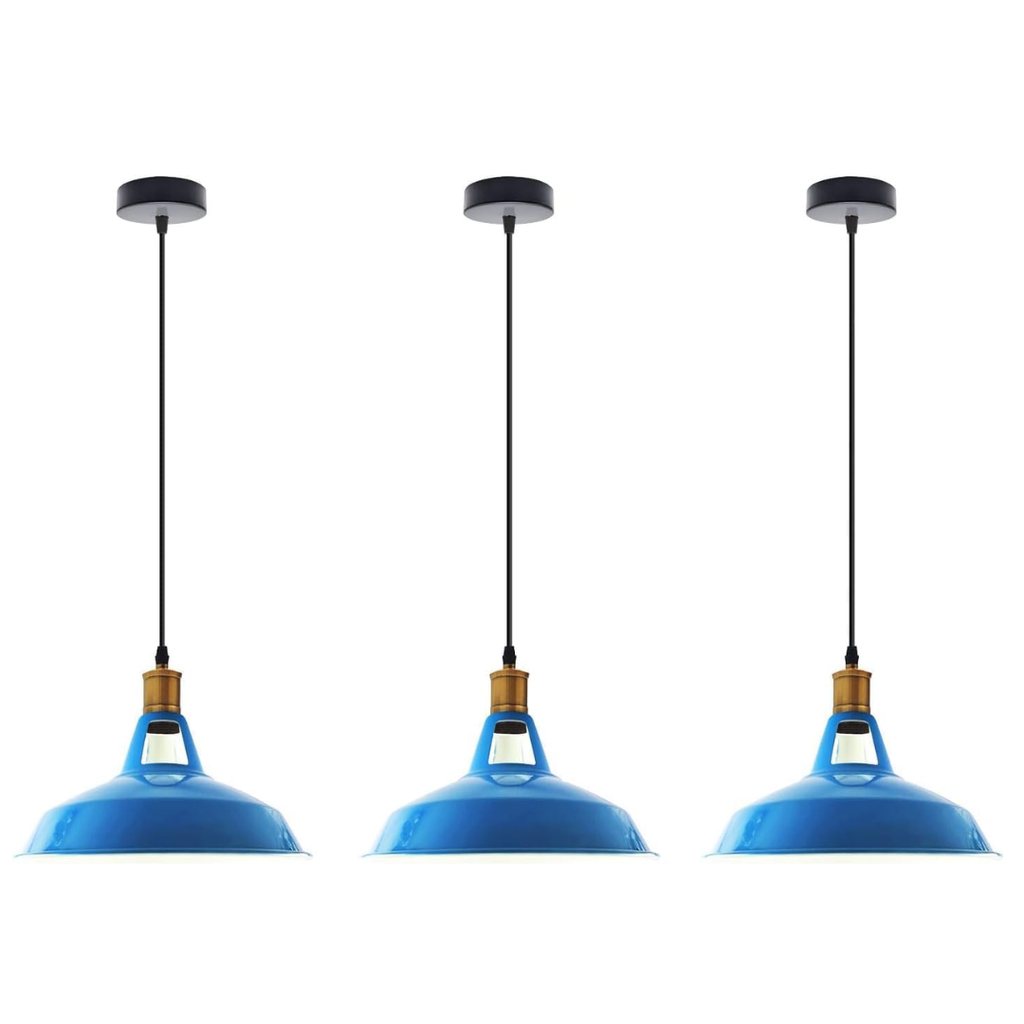 3-Pack Vintage Industrial Metal Dome Pendant Ceiling Lights Adjustable Cable