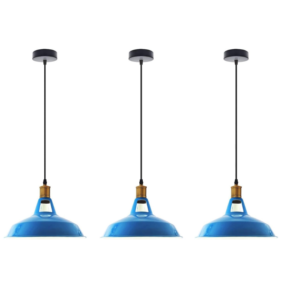 3-Pack Vintage Industrial Metal Dome Pendant Ceiling Lights Adjustable Cable