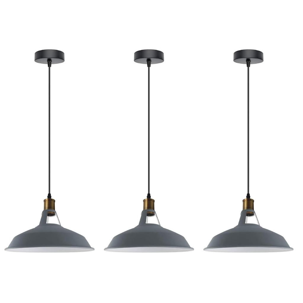 3-Pack Vintage Industrial Metal Dome Pendant Ceiling Lights Adjustable Cable