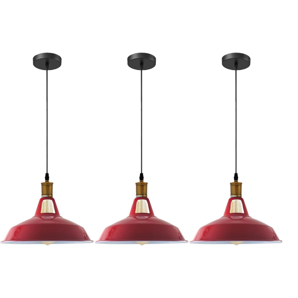 3-Pack Vintage Industrial Metal Dome Pendant Ceiling Lights Adjustable Cable