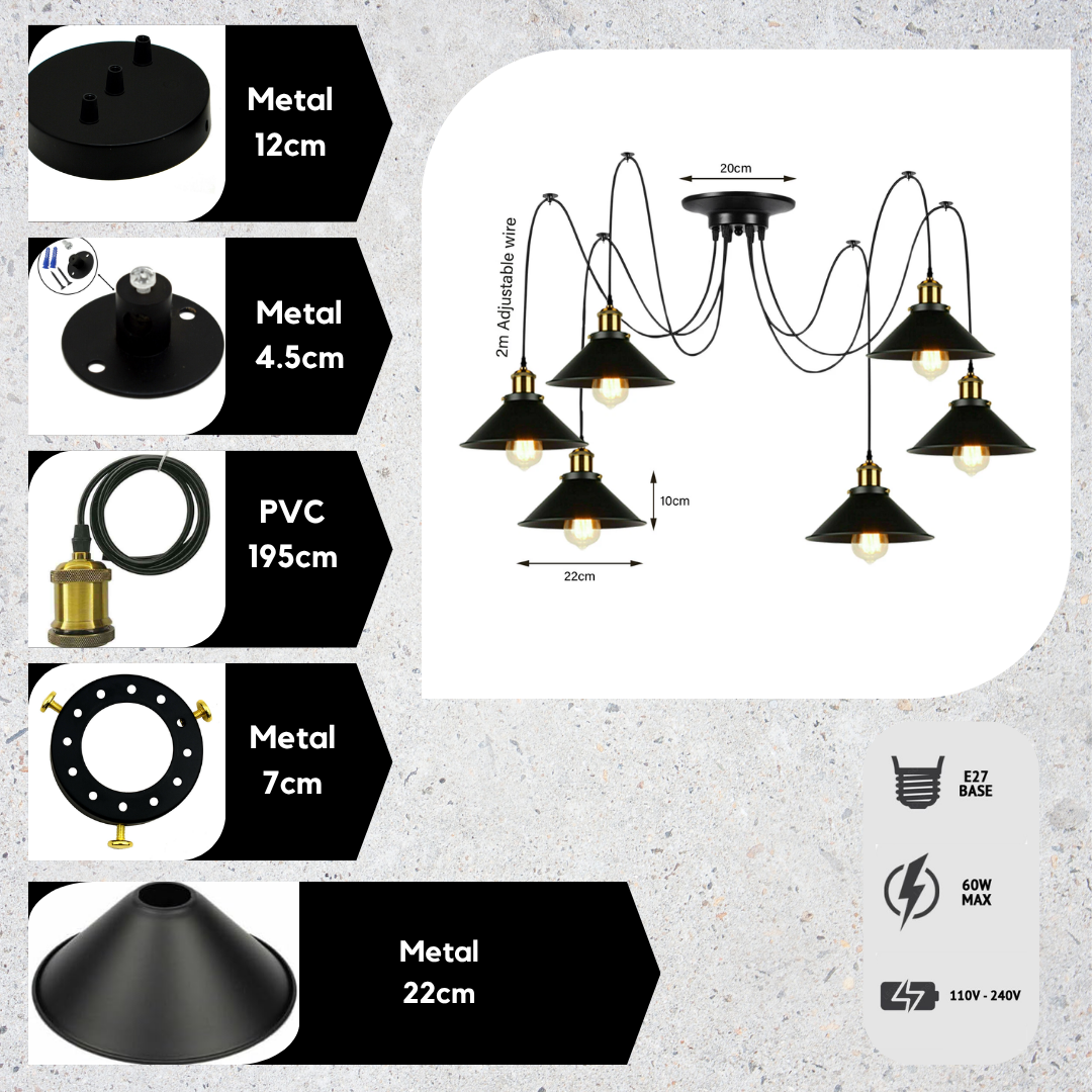 Multi Fleming Spider Pendant Light Black ~6165