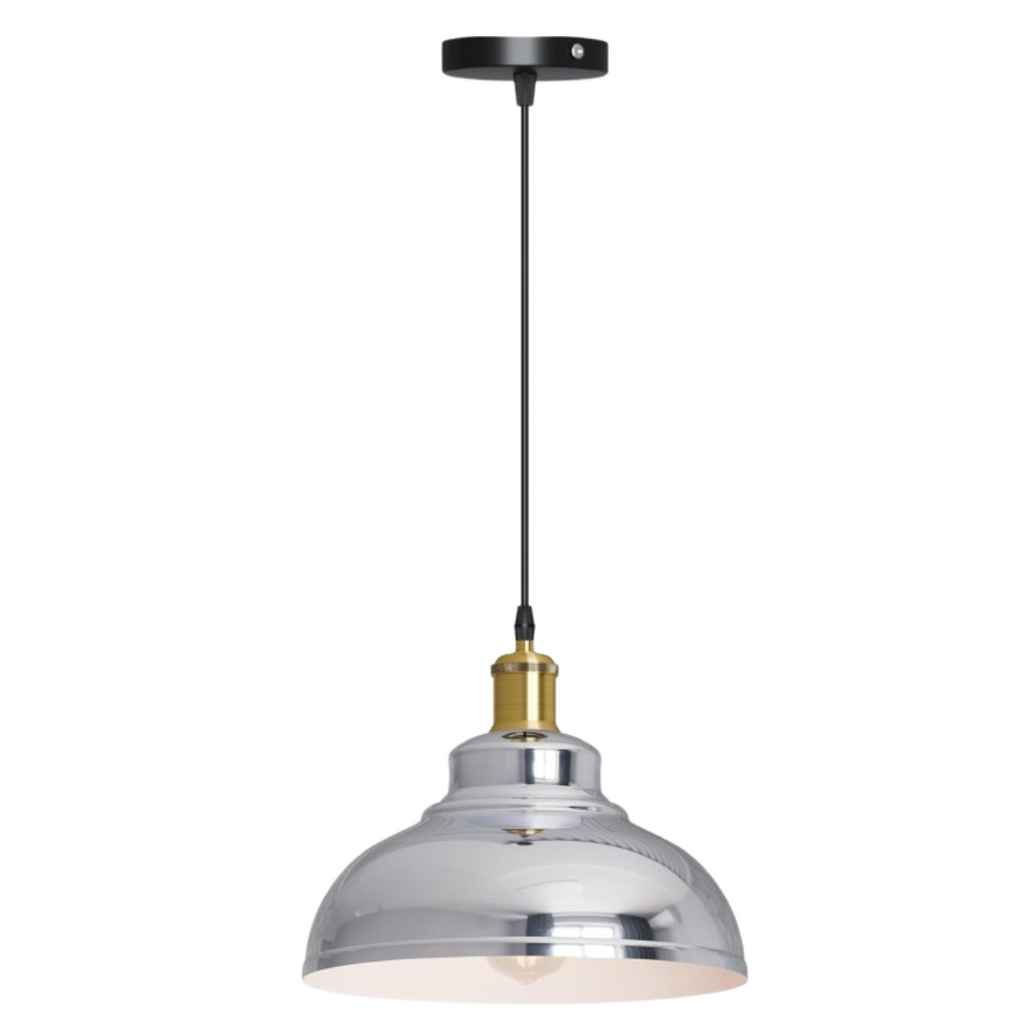 Elegant Dome Metal Pendant Light Fixture, Adjustable Cable, for Kitchen Dining Room