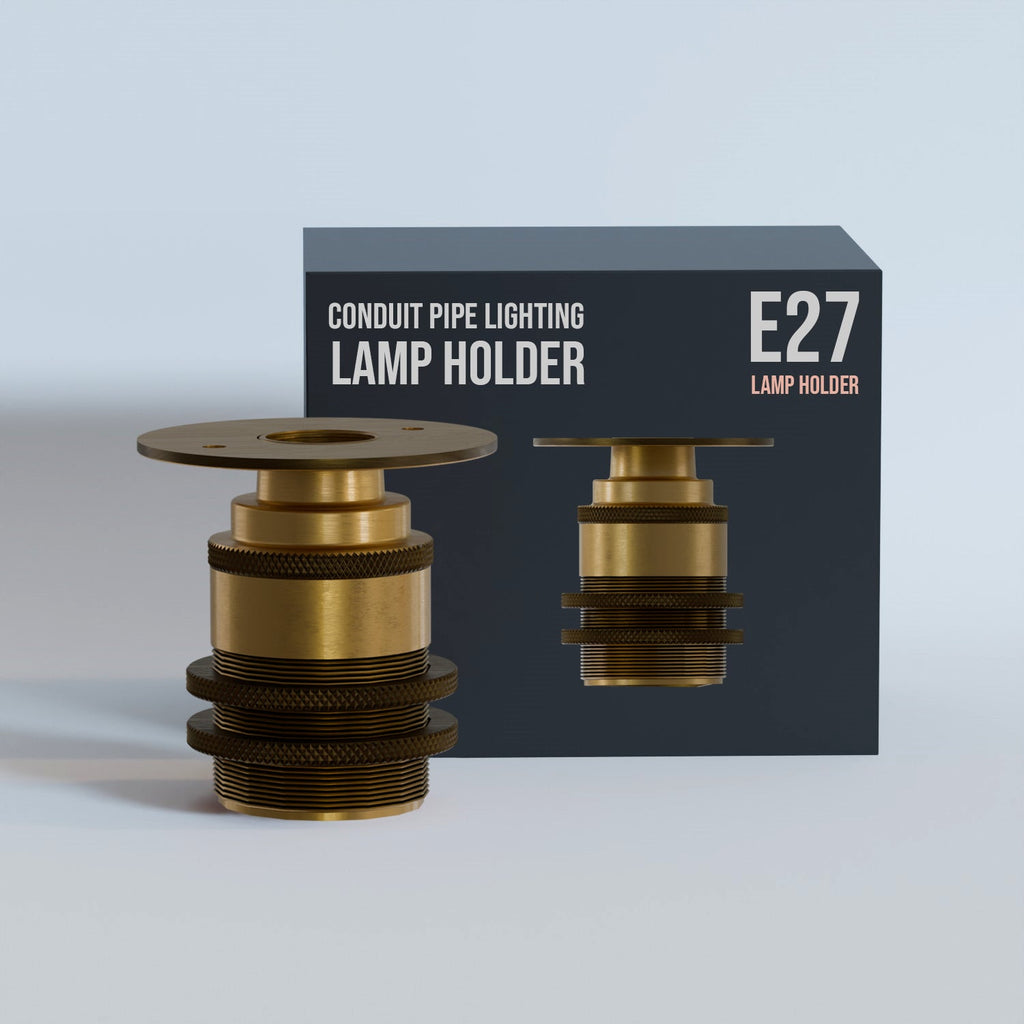 Vintage E27 ES Batten Lamp Holder, Threaded 20mm Conduit Pipe Socket, Ceiling Plate