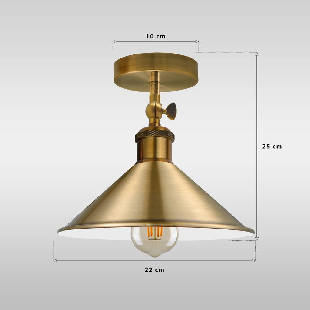 Adjustable Metal Cone Shade Industrial Semi Flush Ceiling Light