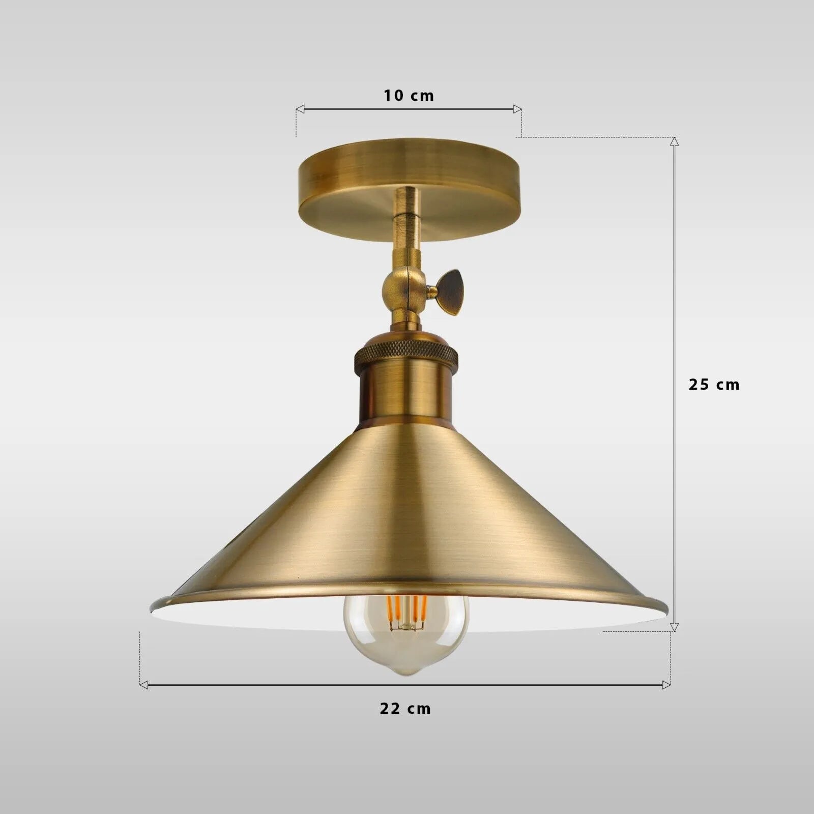 Adjustable Industrial Semi-Flush Mount Metal Cone Ceiling Light
