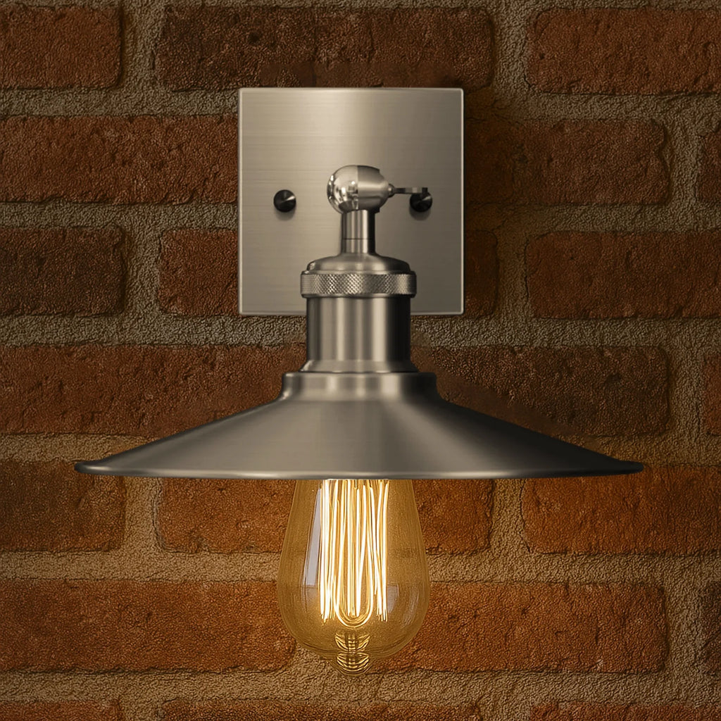 Elegant Satin Nickel Industrial Wall Light Sconce for Modern Home Decor