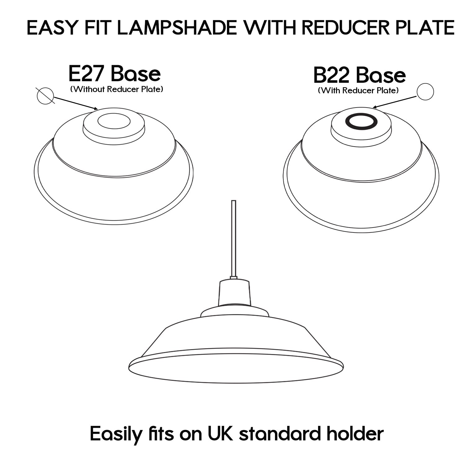 Easy Fit Metal Ceiling Pendant Light Shade for Refurbished Home Lighting