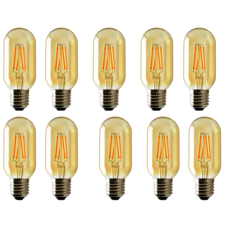 Dimmable T45 E27 LED Tubular Edison Filament Bulbs 10-Pack Warm White