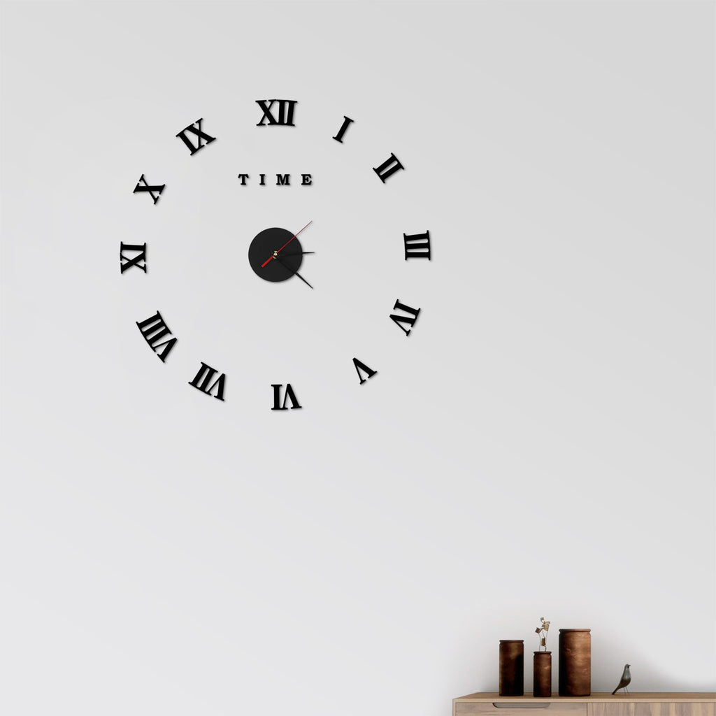 Chic Large 3D DIY Roman Numerals Wall Clock Sticker for Modern Homes