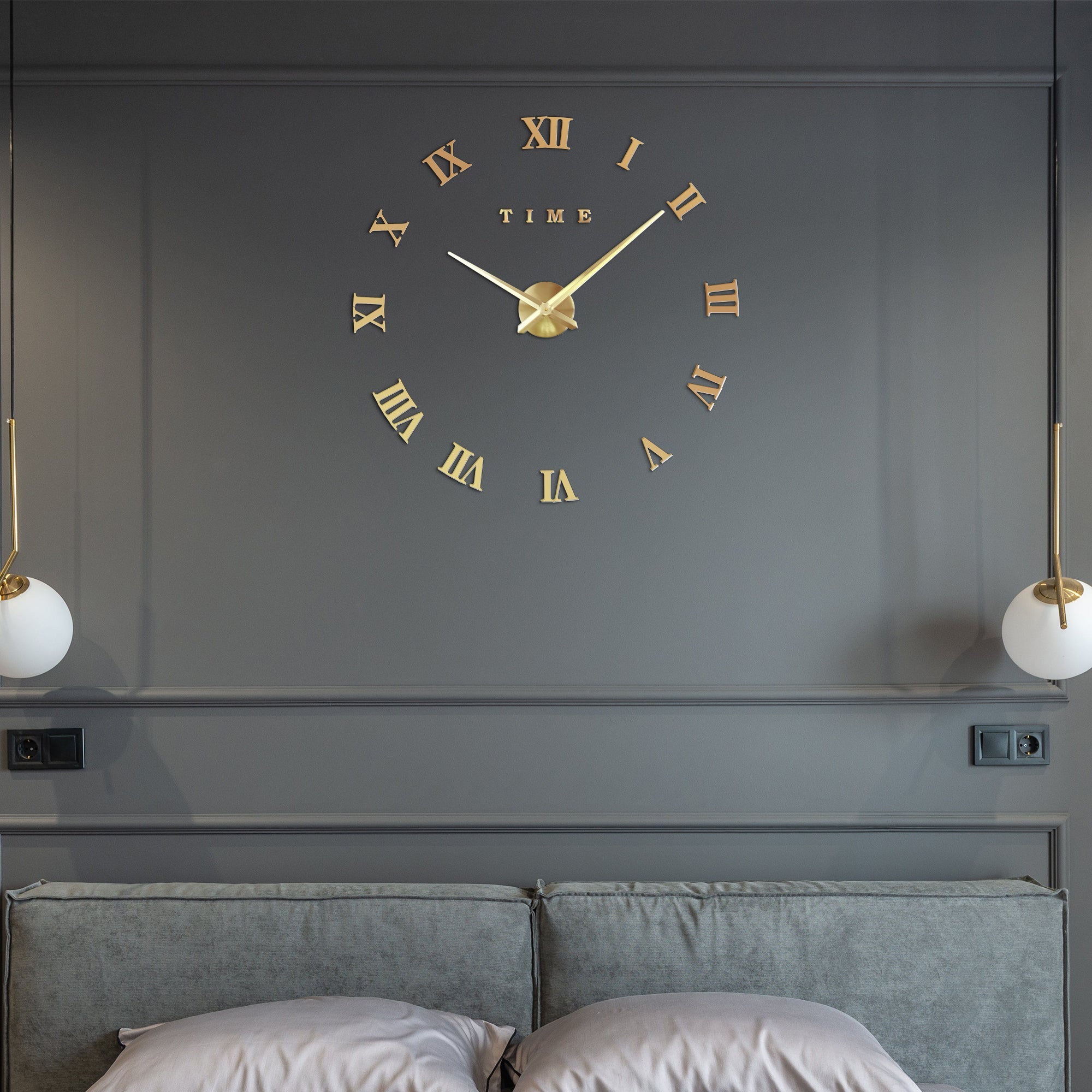 Chic Large 3D DIY Roman Numerals Wall Clock Sticker for Modern Homes