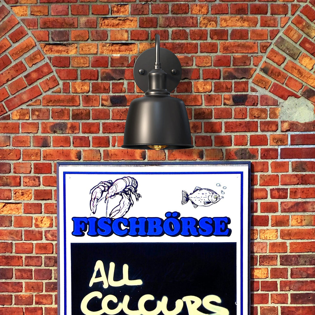 Industrial Outdoor Waterproof Bell Shade Wall Sconce Light, Metal Finish