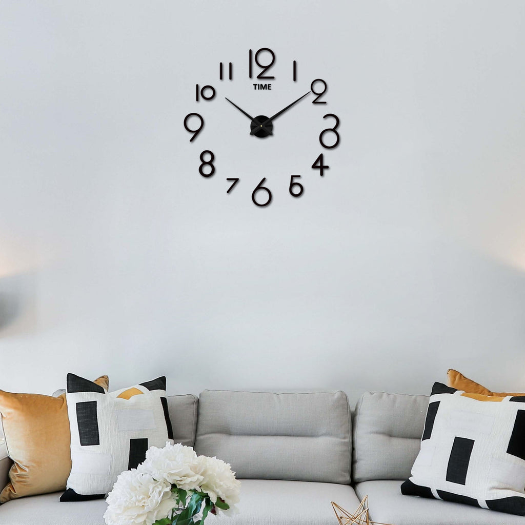 DIY Large Number Wall Clocks 3D Mirror Sticker Home Office Decor~5409
