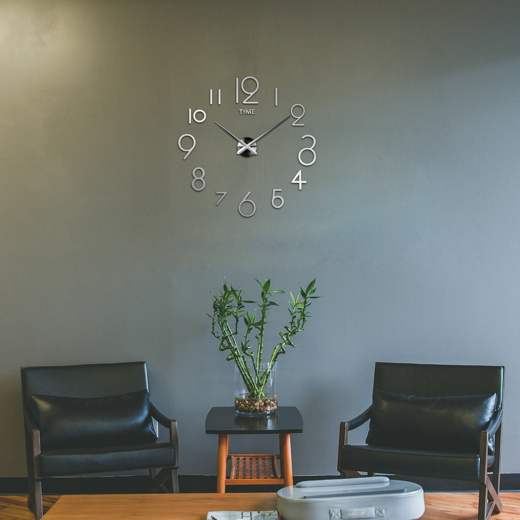 Modern Frameless DIY 3D Mirror Sticker Large Number Wall Clock