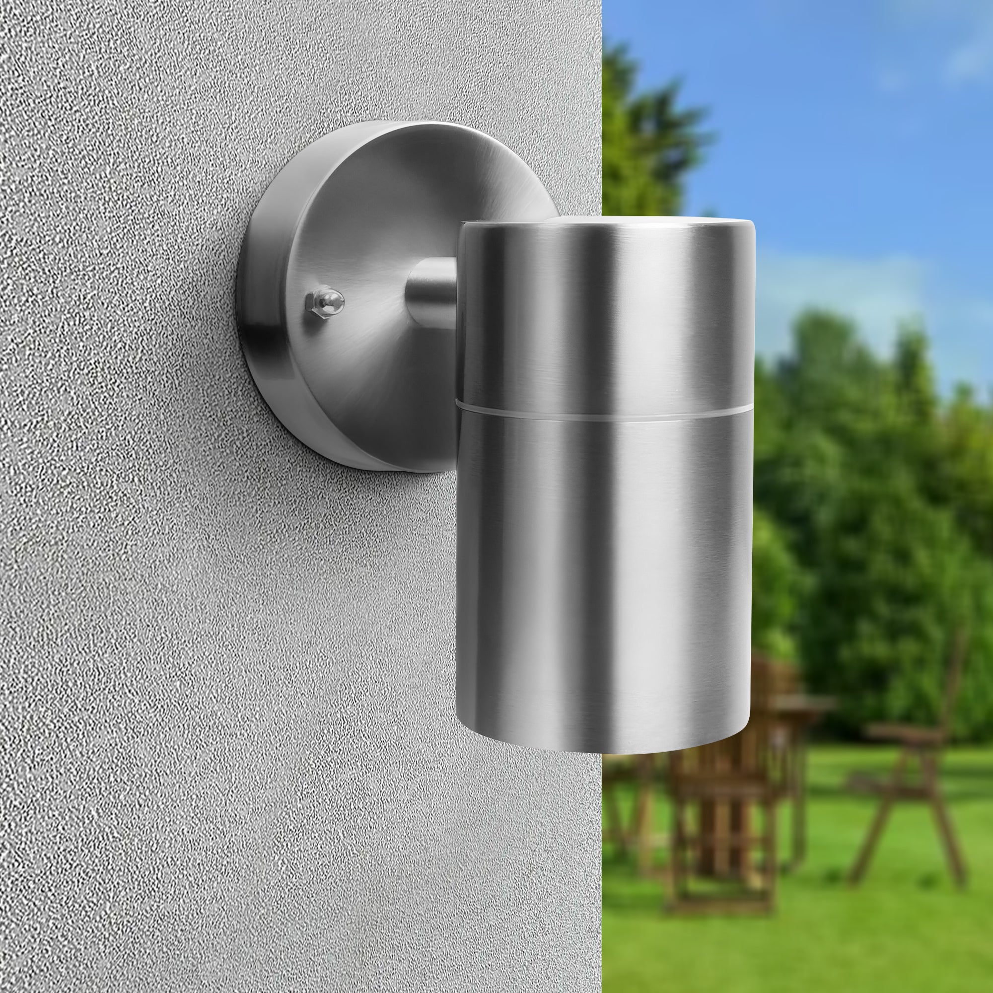 Modern Stainless Steel Outdoor Down Wall Light, IP44 GU10 Base, Weatherproof
