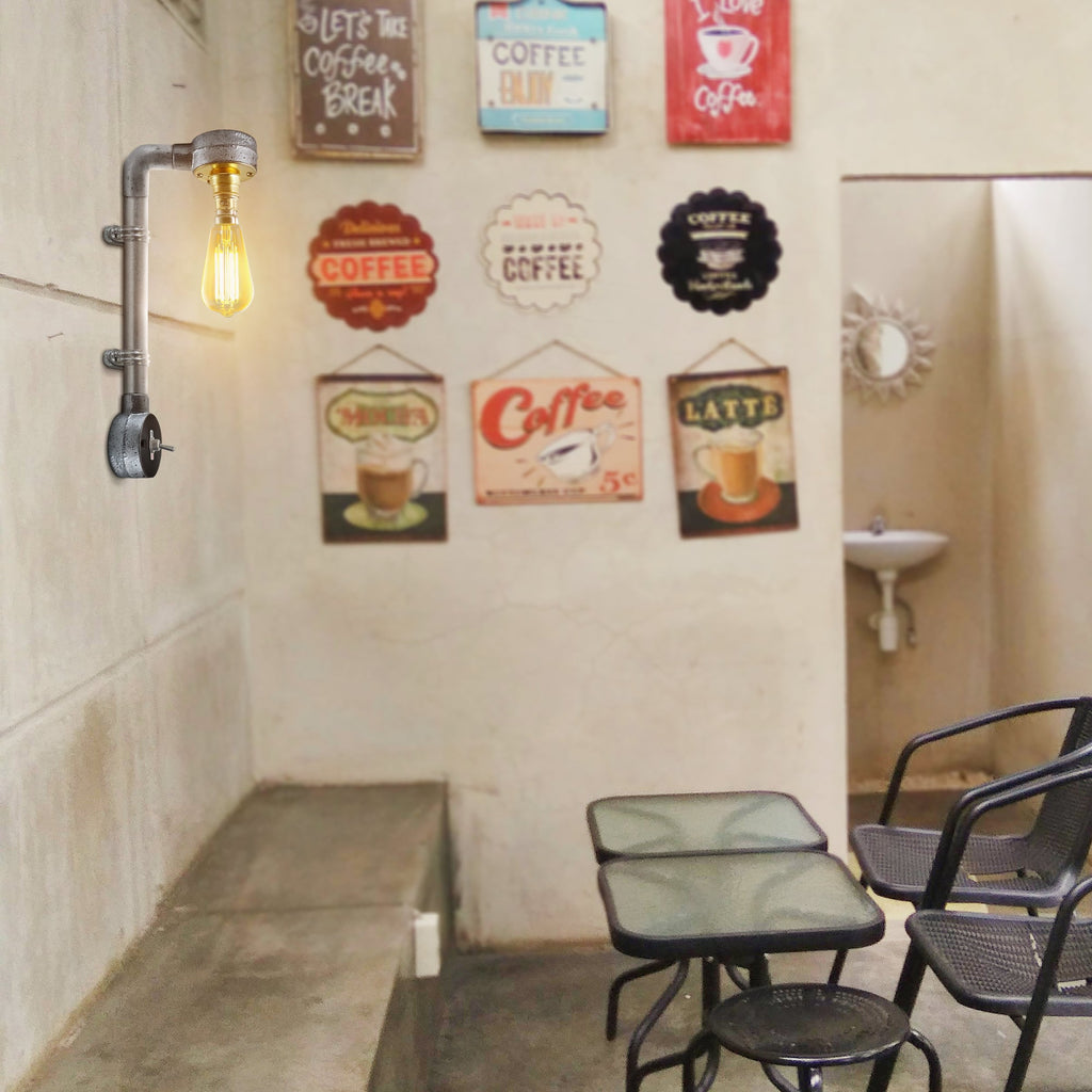Industrial Pipe Lighting Retro Wall Designer Light Galvanized Conduit Wall Light