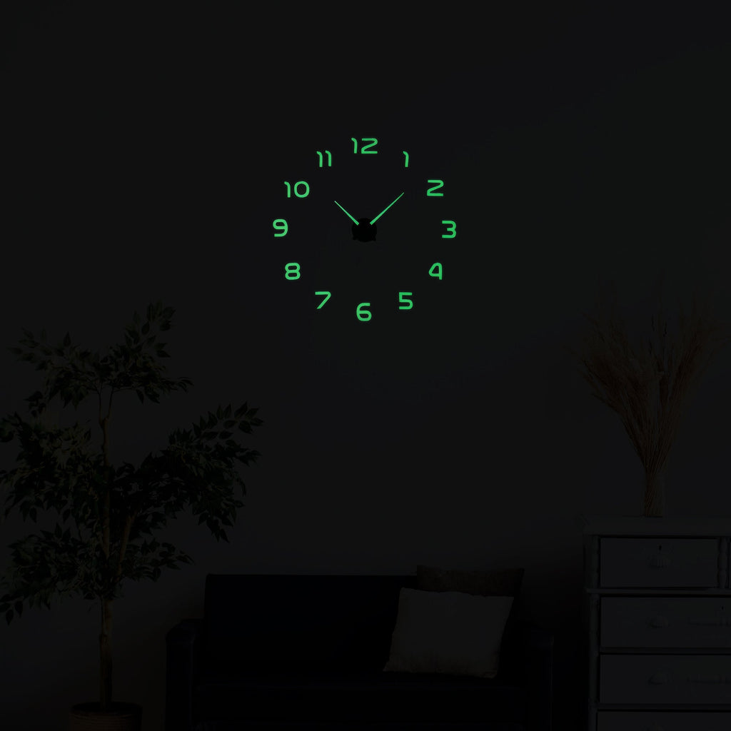 Modern Frameless 3D Luminous Wall Clock - Glow-in-the-Dark Home Decor