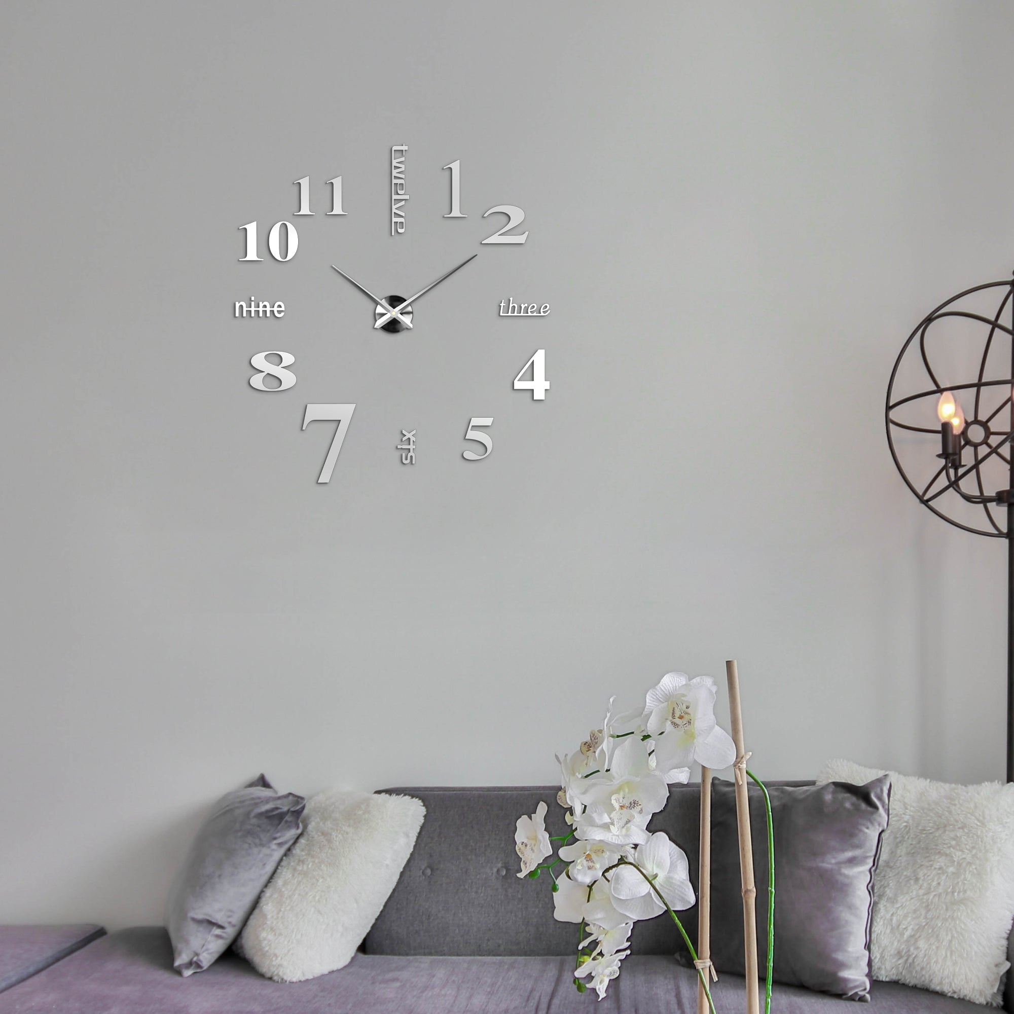 Unusual Large Wall Clocks 3D Sticker large Number the Clocks Frameless~5407