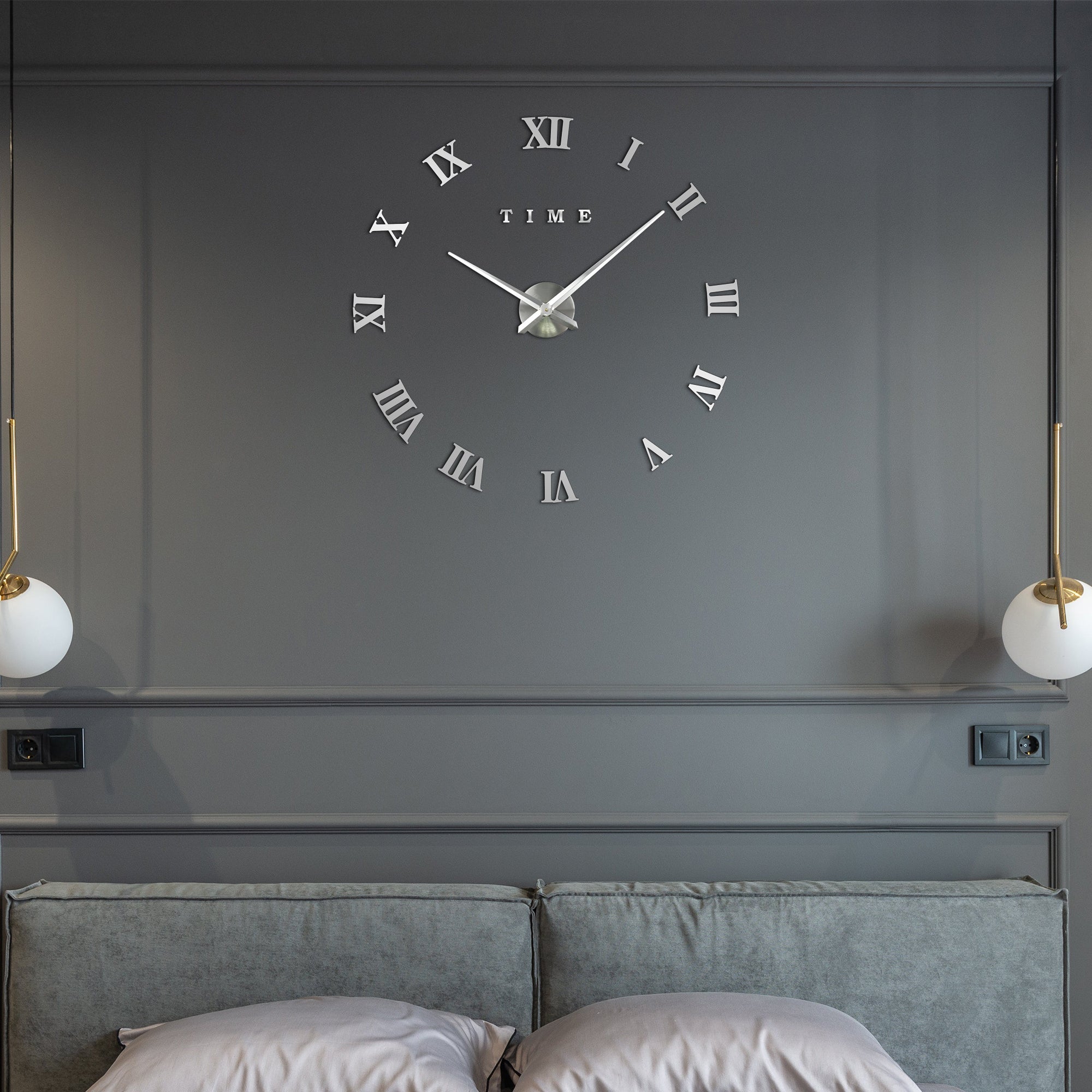 Affordable Sticker Wall Clock with Roman Numerals~5408
