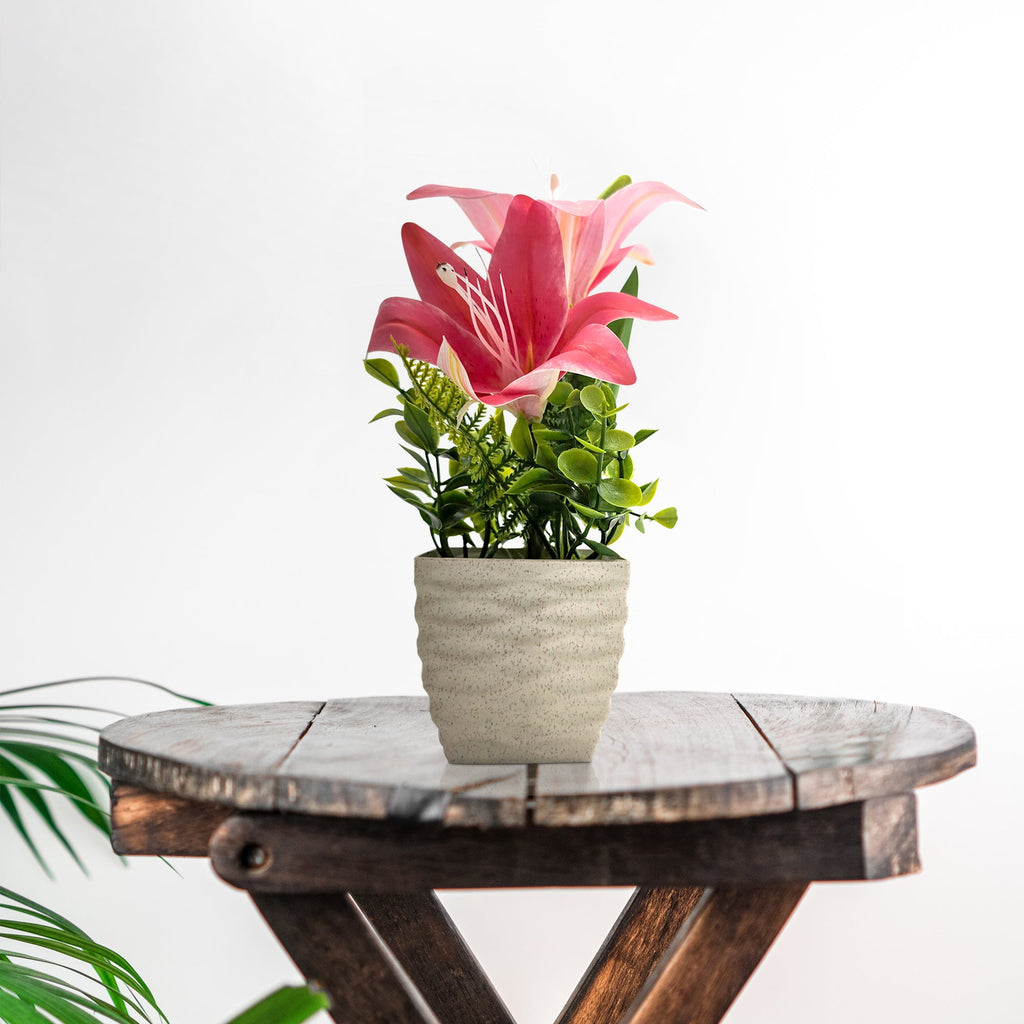 Lifelike Artificial Lily Flowers Potted 2-Pack for Elegant Home Table Decor