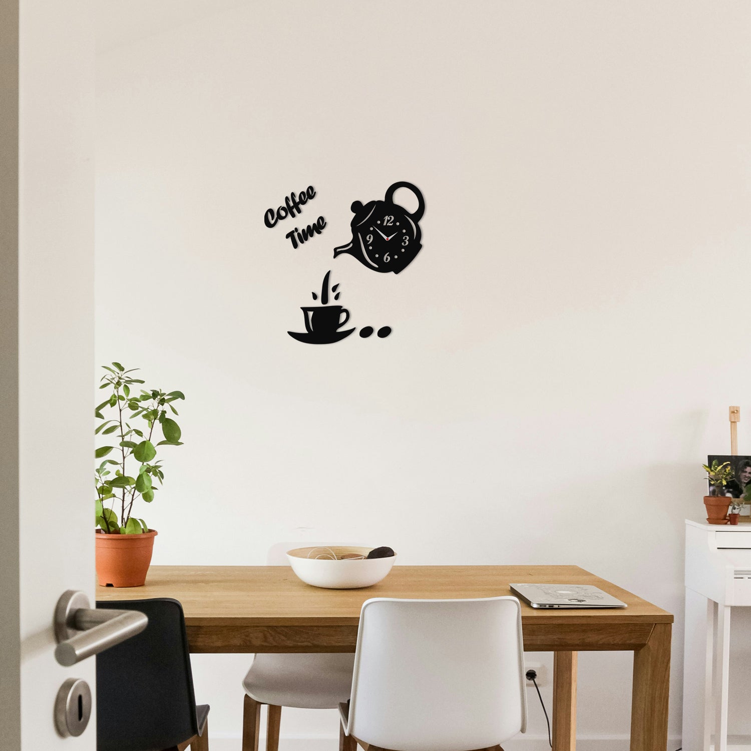 3D DIY Acrylic Coffee Cup and Teapot Kitchen Wall Clock