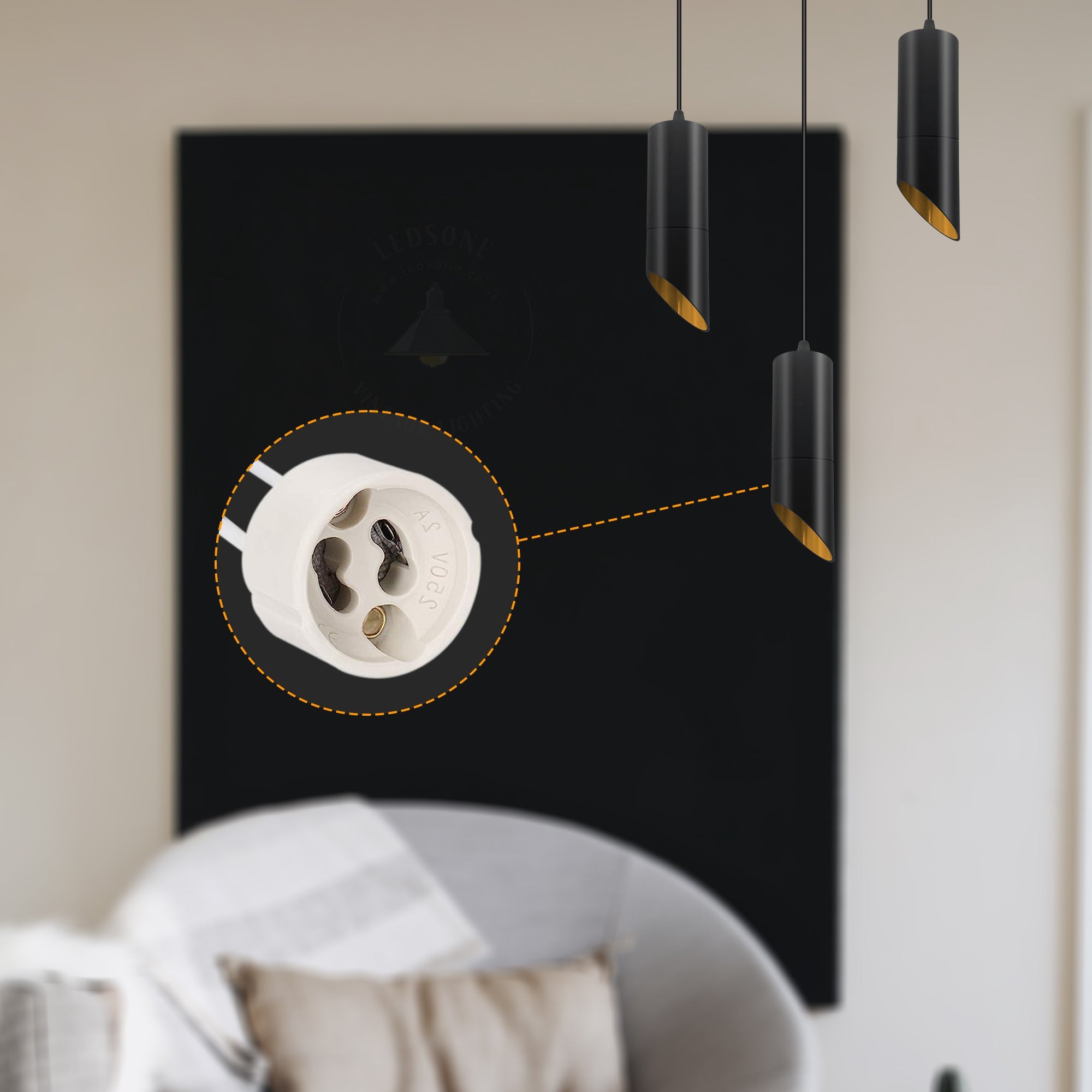 GU10 Lamp Holder Base Socket Connector Downlight Fitting Wire ~ 6049