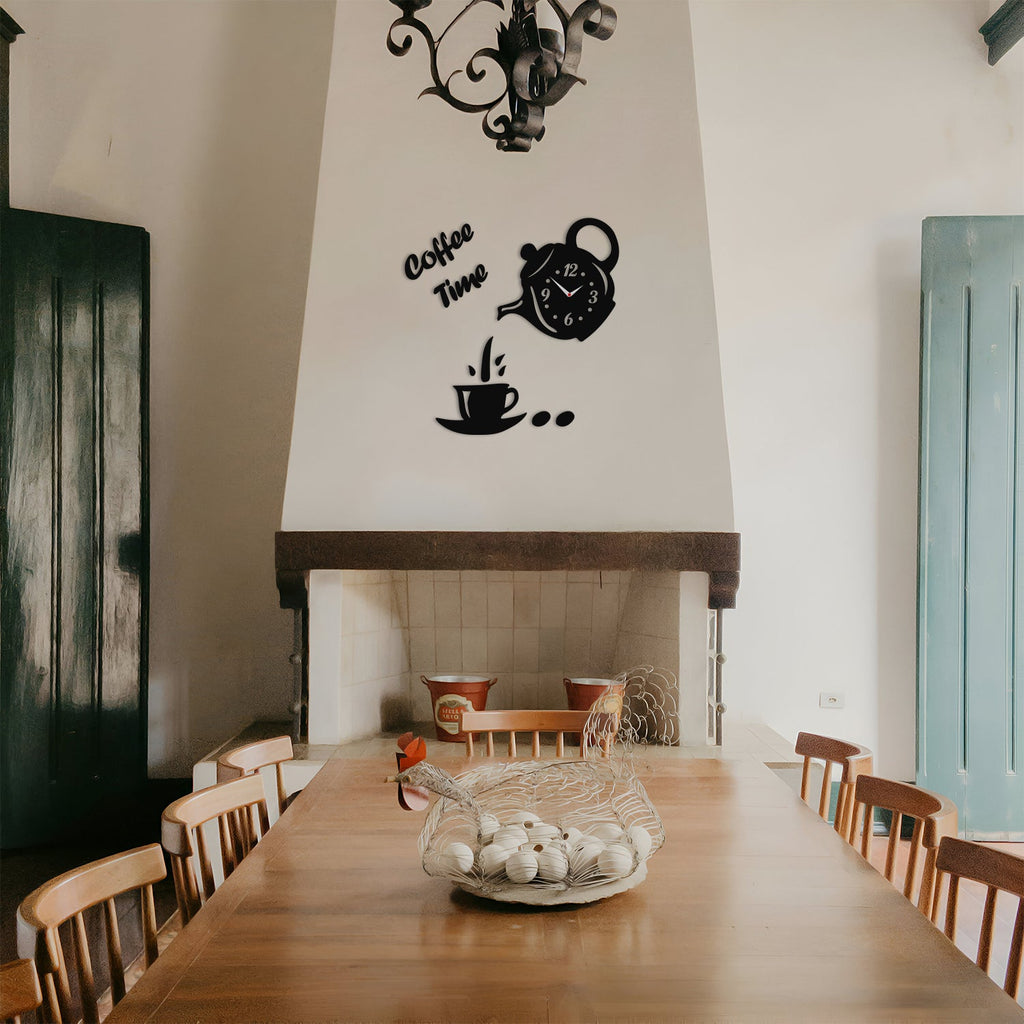 Coffee Cup Teapot DIY Acrylic 3D Decorative Wall Clock ~5415