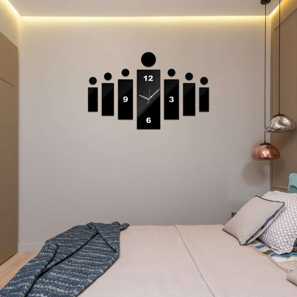 Modern 3D Decal Wall Clock, Frameless DIY Large Numbers, Acrylic & Foam