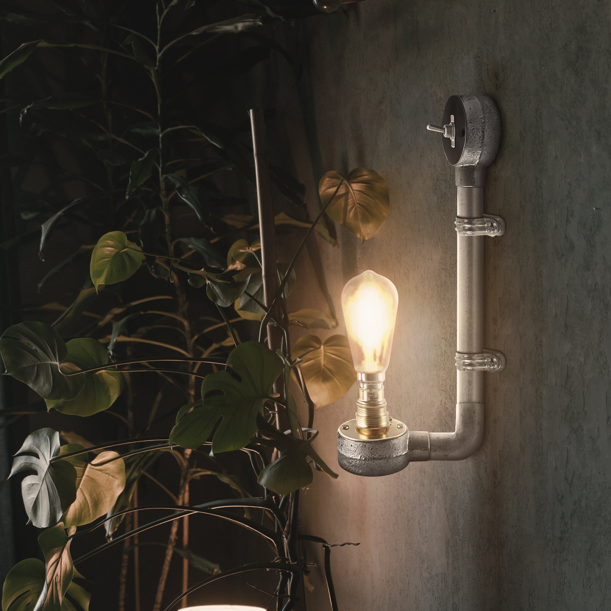 Industrial Pipe Lighting Retro Wall Designer Light Galvanized Conduit Wall Light