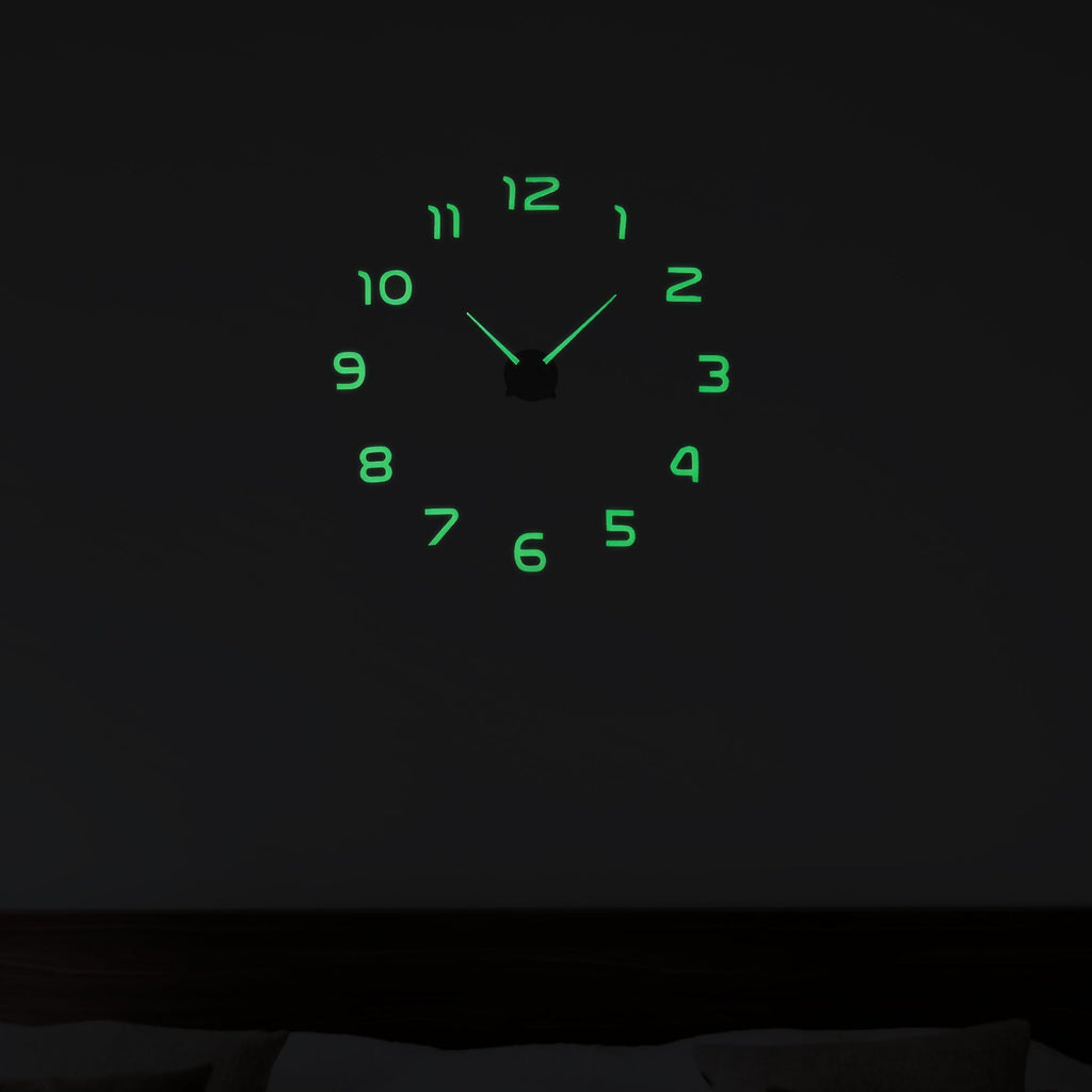 Modern Frameless 3D Luminous Wall Clock - Glow-in-the-Dark Home Decor