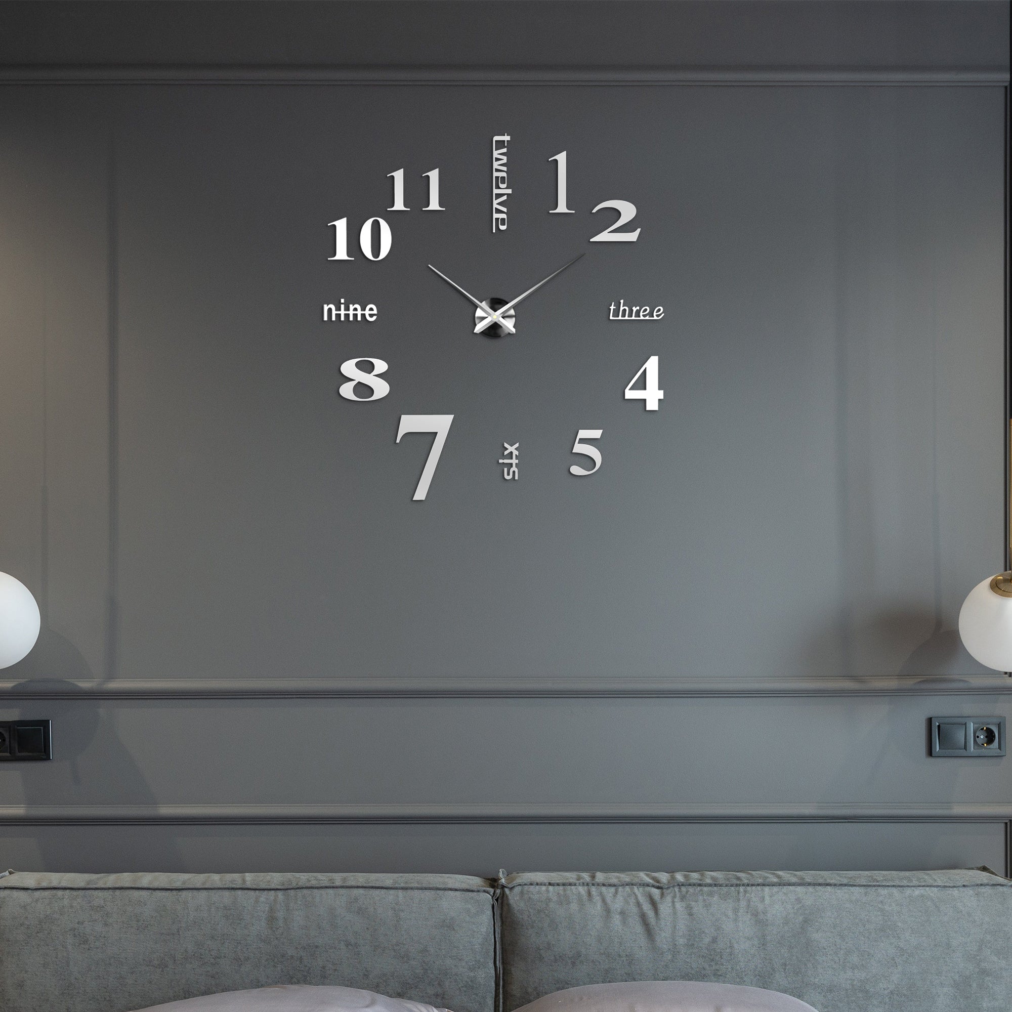 Unusual Large Wall Clocks 3D Sticker large Number the Clocks Frameless~5407