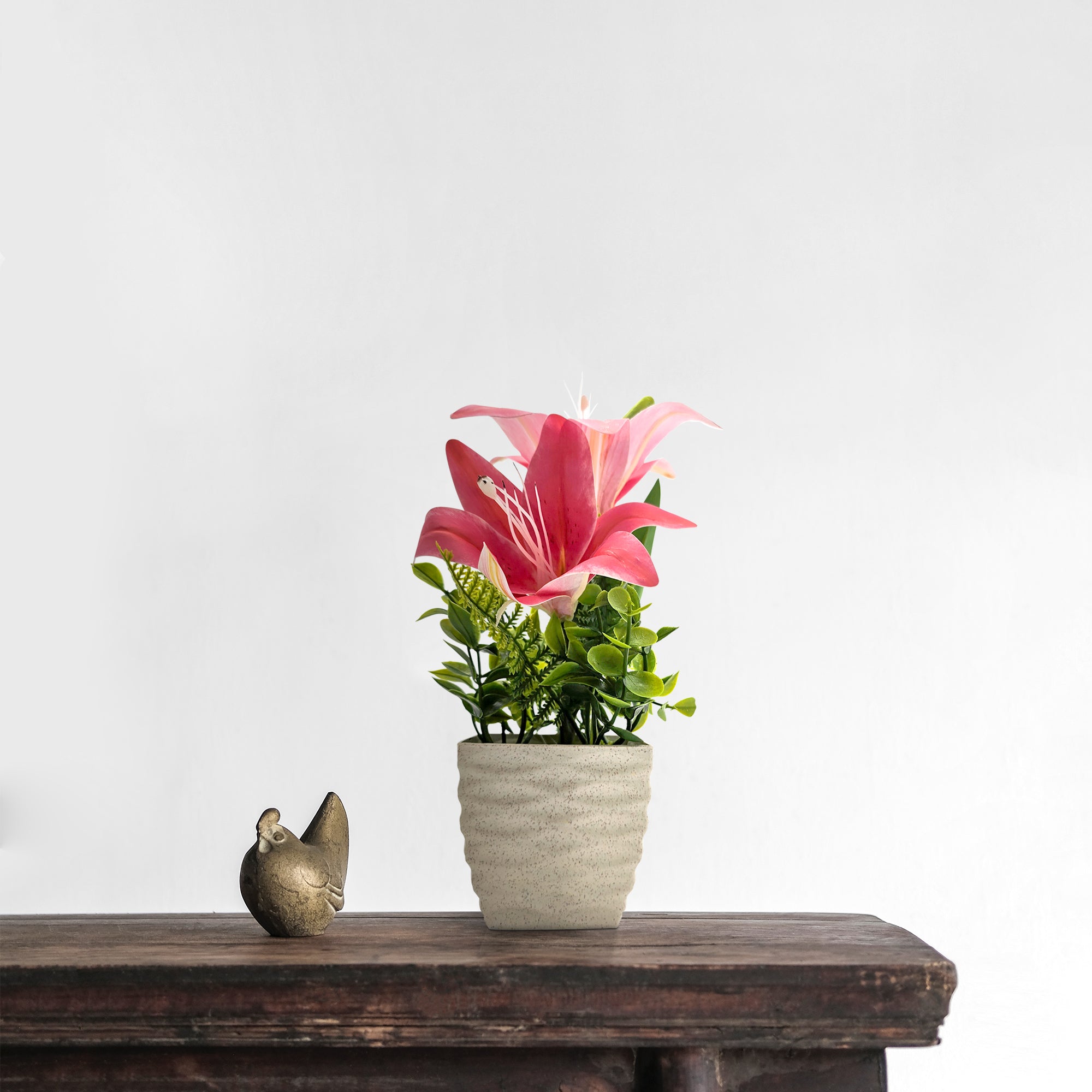 Lifelike Artificial Lily Flowers Potted 2-Pack for Elegant Home Table Decor