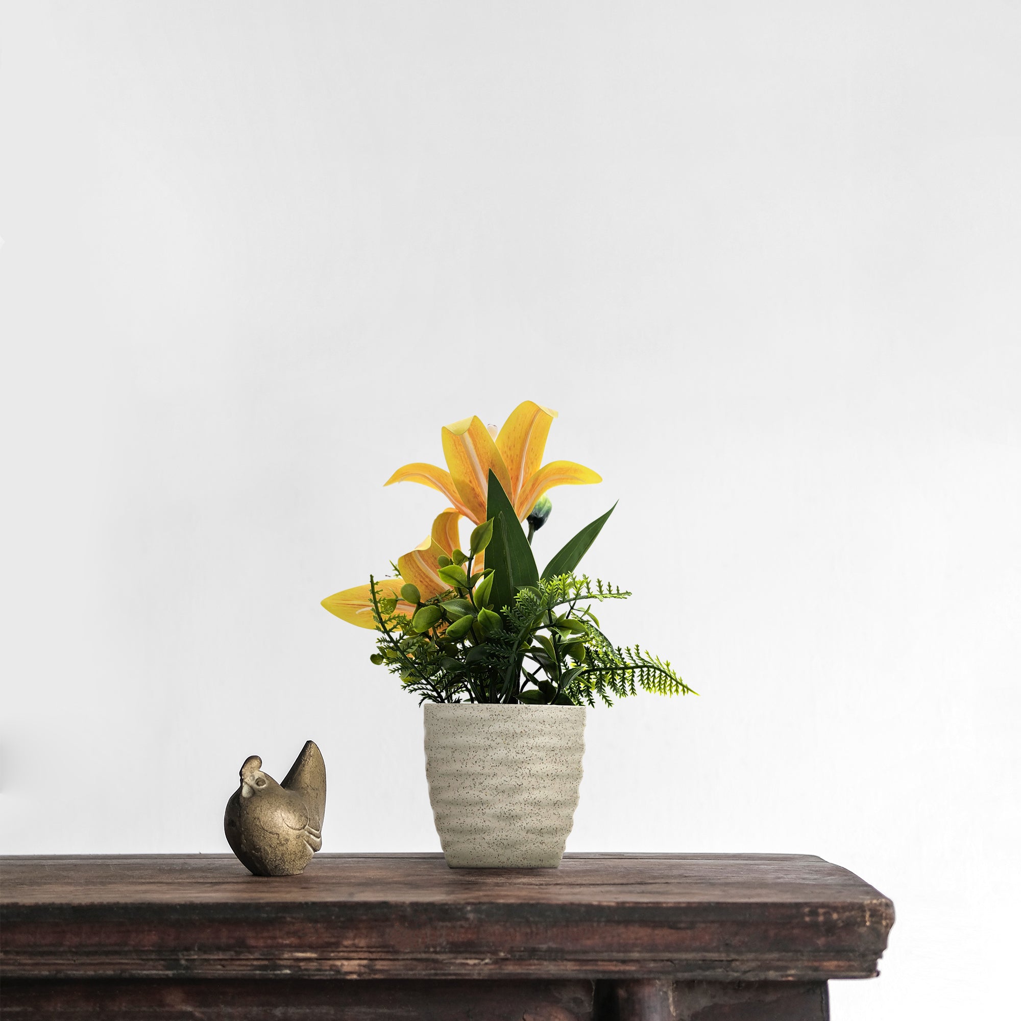 Lifelike Artificial Lily Flowers Potted 2-Pack for Elegant Home Table Decor