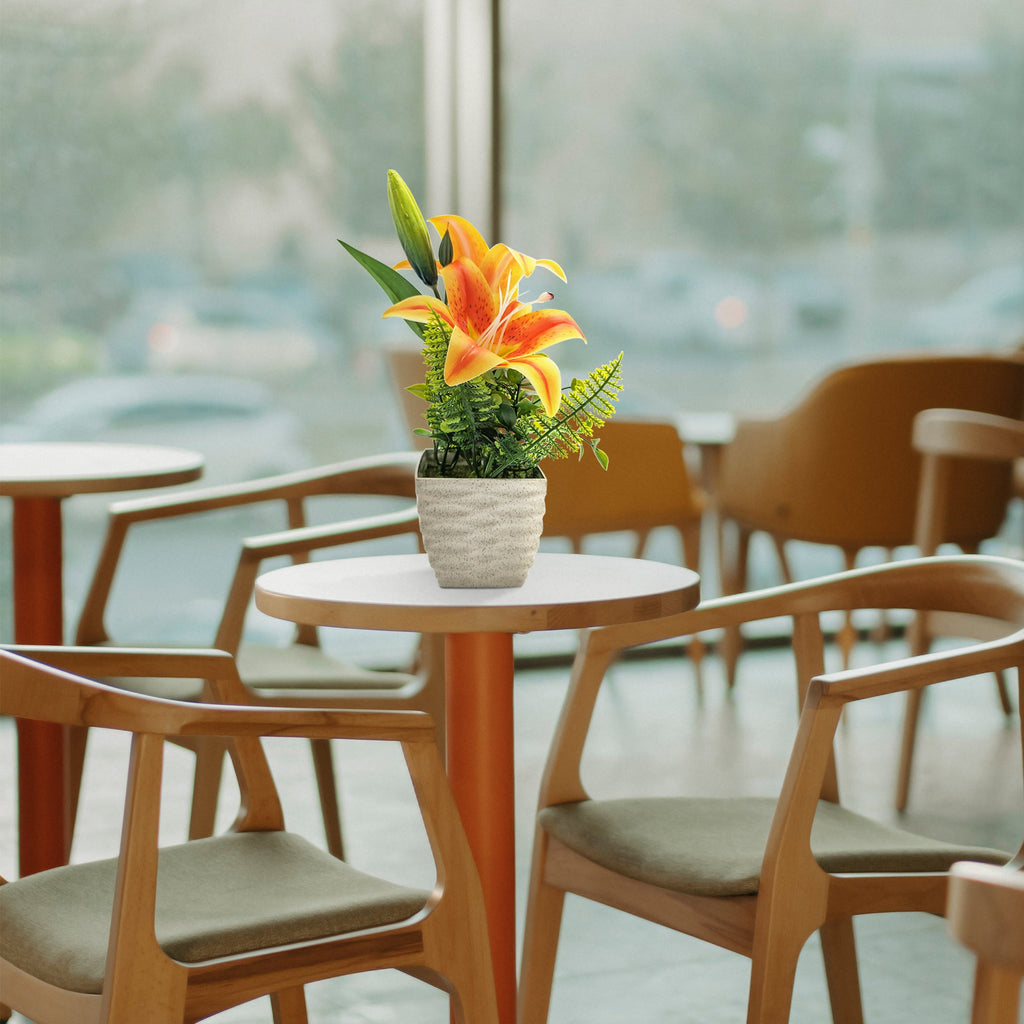 Lifelike Artificial Lily Flowers Potted 2-Pack for Elegant Home Table Decor