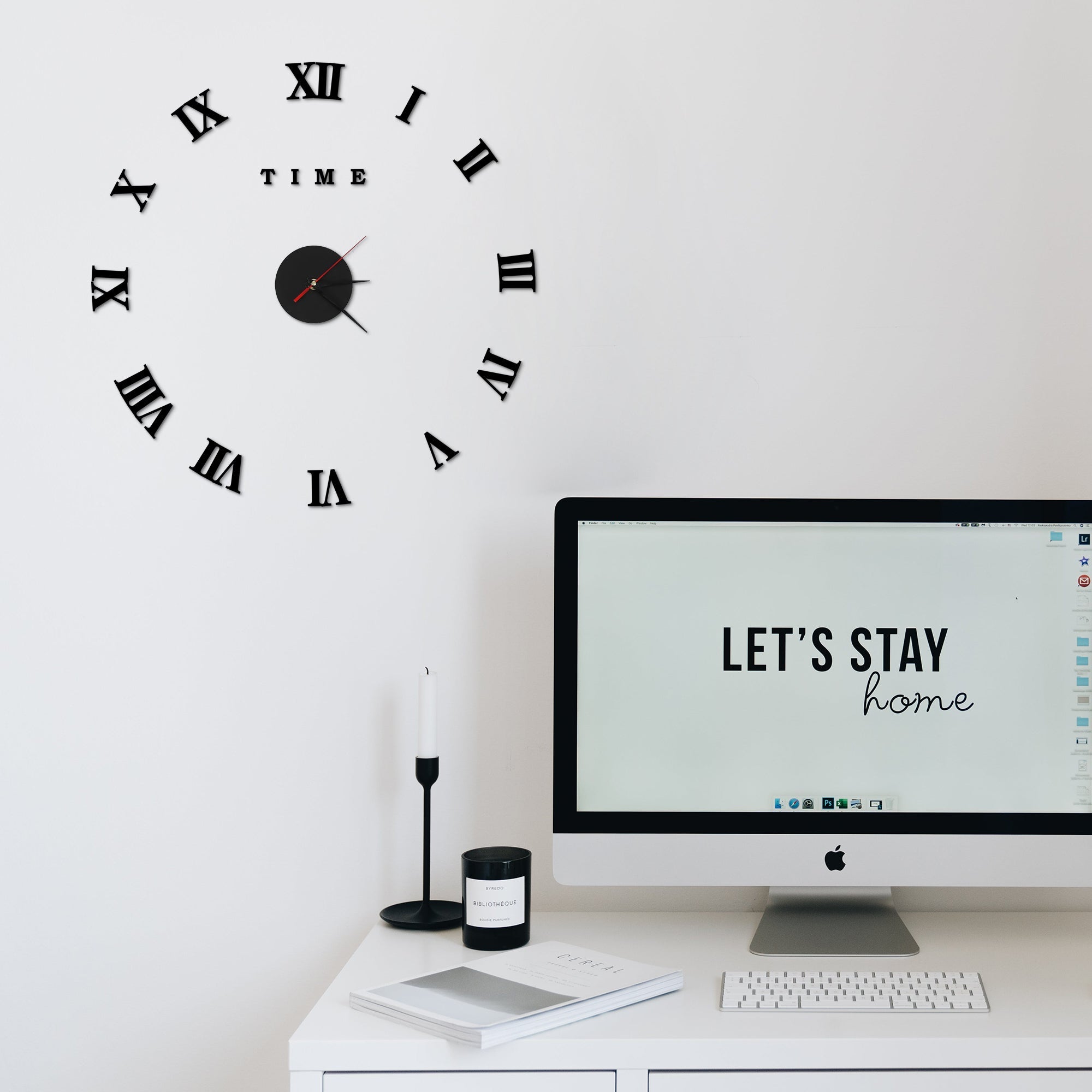 Affordable Sticker Wall Clock with Roman Numerals~5408