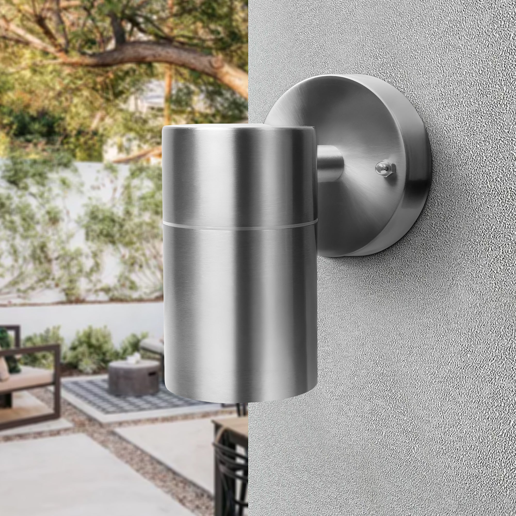 Modern Stainless Steel Outdoor Down Wall Light, IP44 GU10 Base, Weatherproof