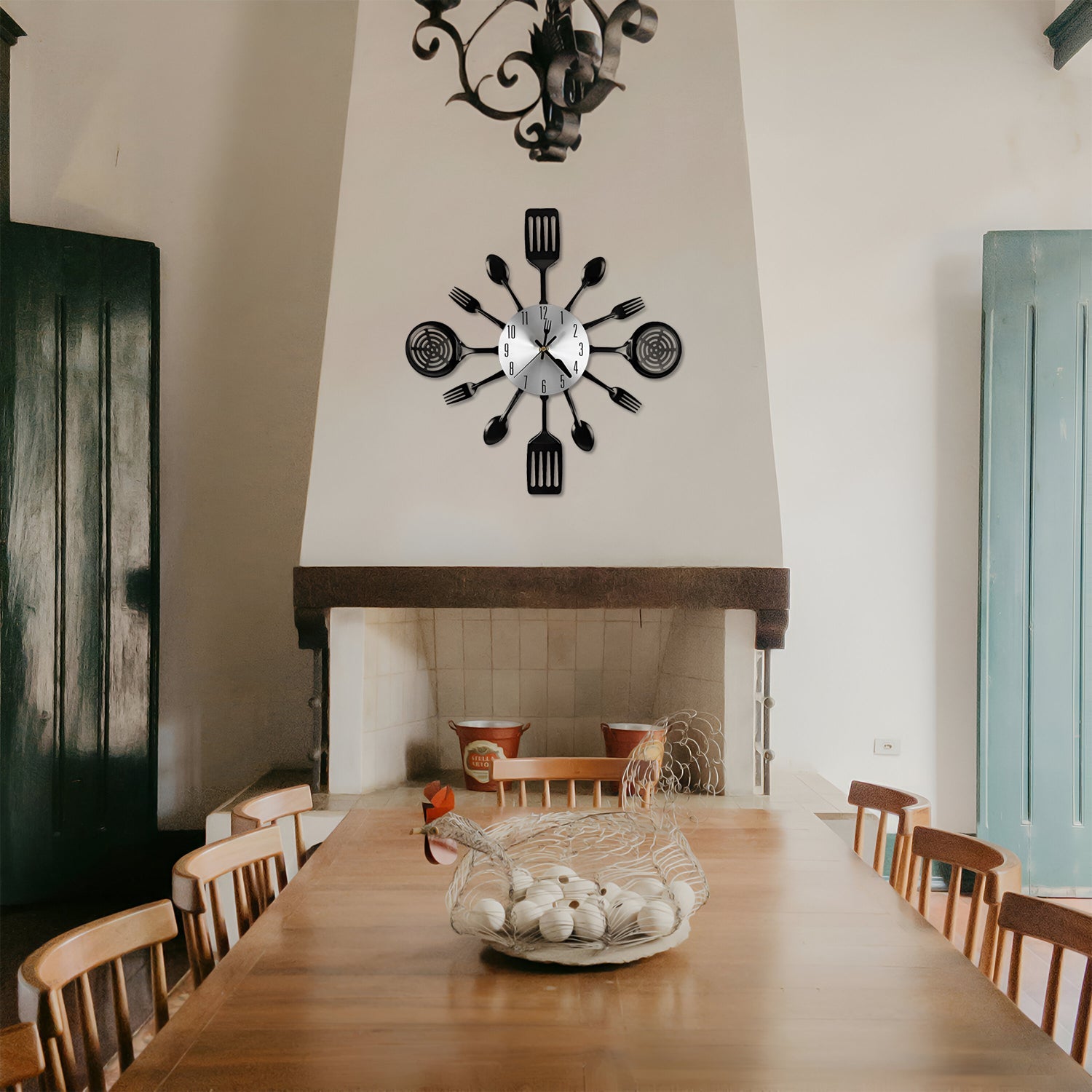 Creative Stainless Steel Kitchen Wall Clock with Forks and Spoons