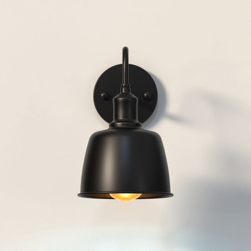 Industrial Outdoor Waterproof Bell Shade Wall Sconce Light, Metal Finish