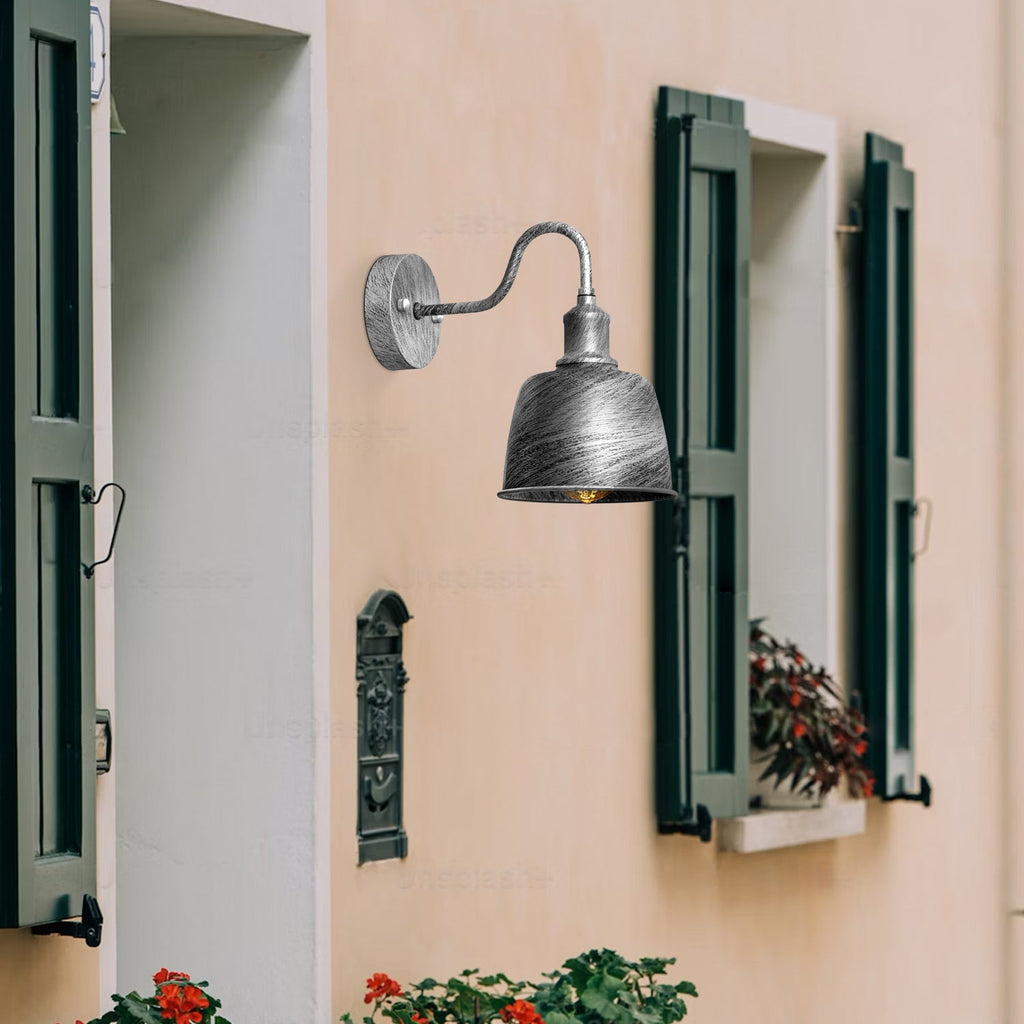 Industrial Outdoor Waterproof Bell Shade Wall Sconce Light, Metal Finish