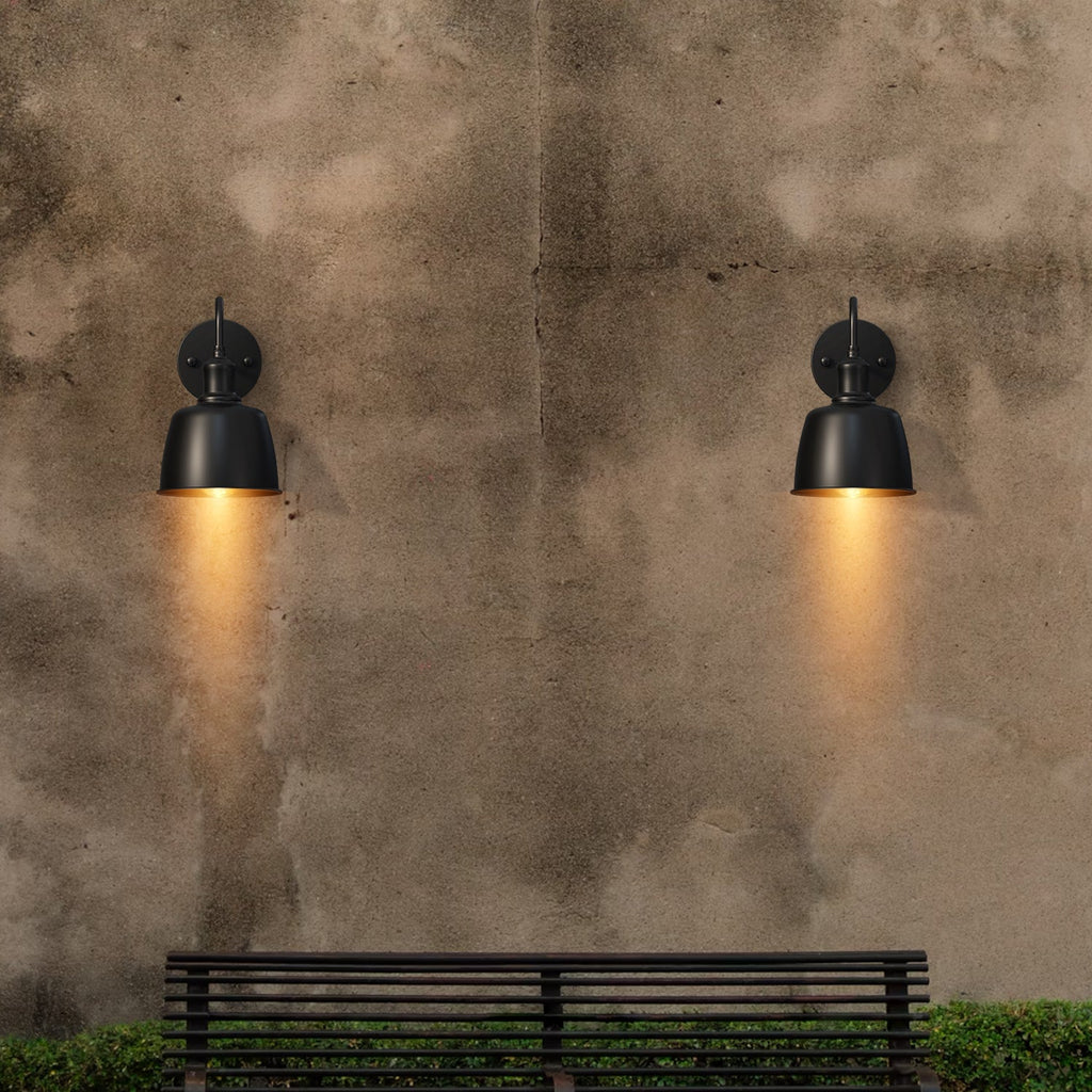 Industrial Outdoor Waterproof Bell Shade Wall Sconce Light, Metal Finish