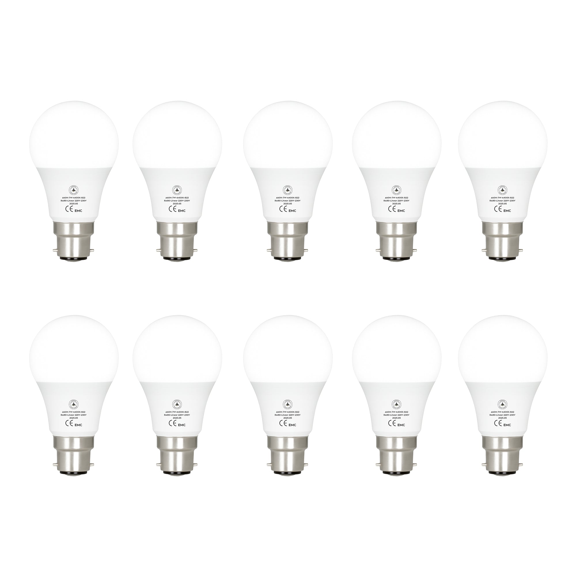 A60 GLS Cool White 7W B22  6400K Non-Dimmable LED Bulb ~6293