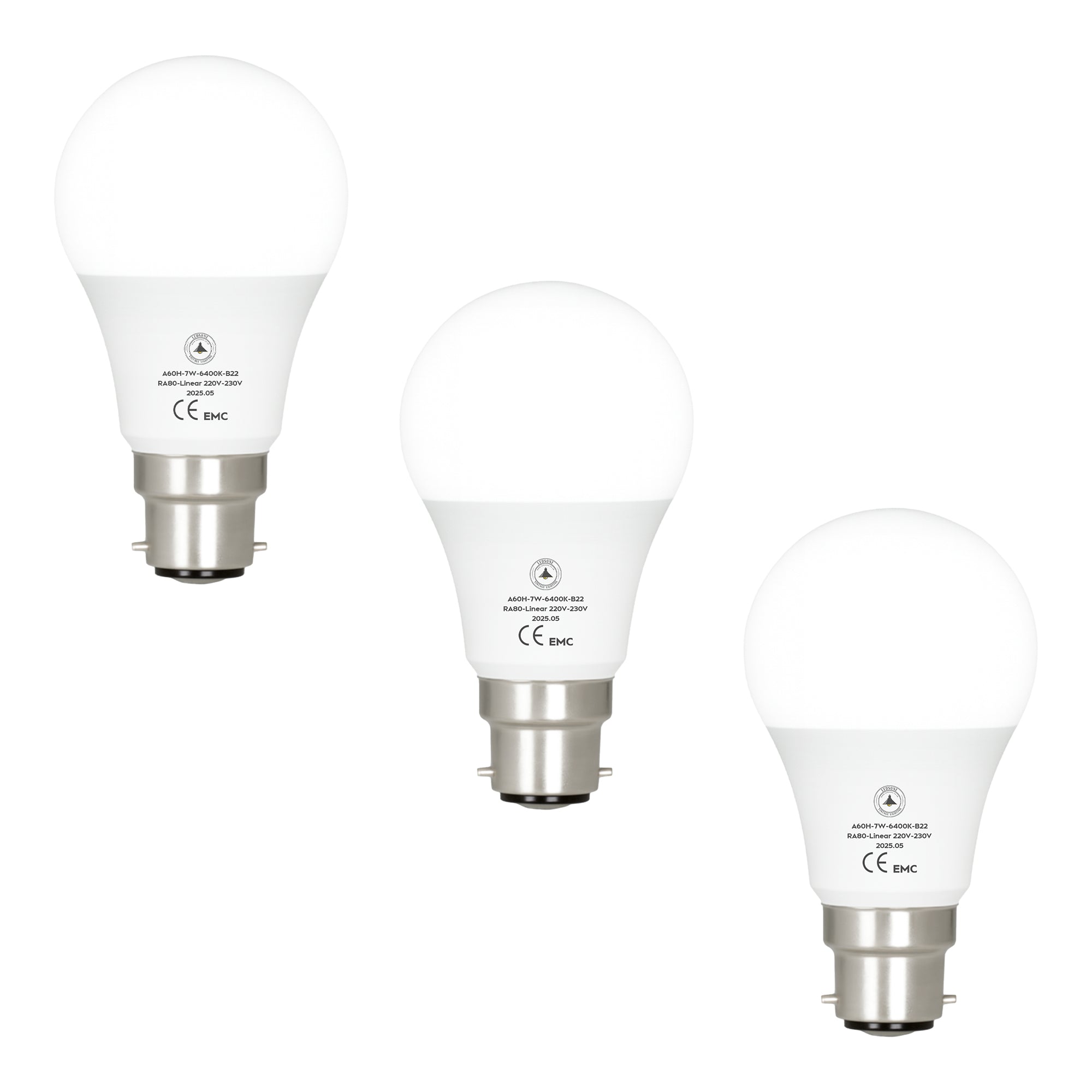 A60 GLS Cool White 7W B22  6400K Non-Dimmable LED Bulb ~6293