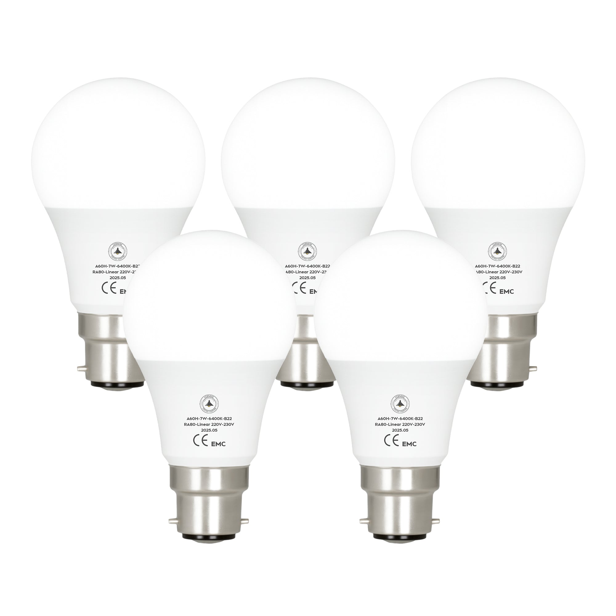 A60 GLS Cool White 7W B22  6400K Non-Dimmable LED Bulb ~6293