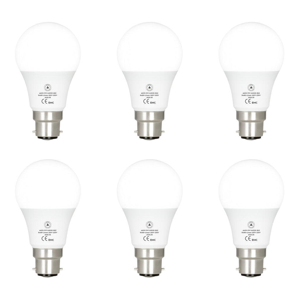 6-Pack LED Cool White GLS Bulbs: Energy-Saving E27 & B22 Non-Dimmable