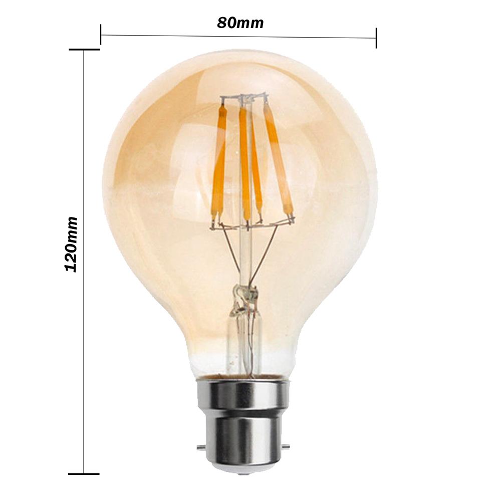 Vintage Style LED Globe Bulb G80 B22 4W Amber Filament Lamp