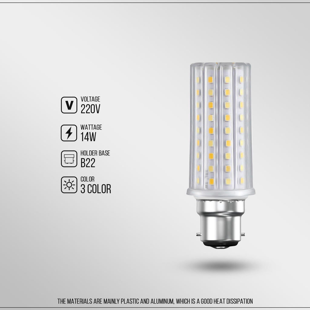 Flicker-Free B22 LED Bayonet Bulb, 14W Energy Efficient Multi-Color Temperature Home Lighting