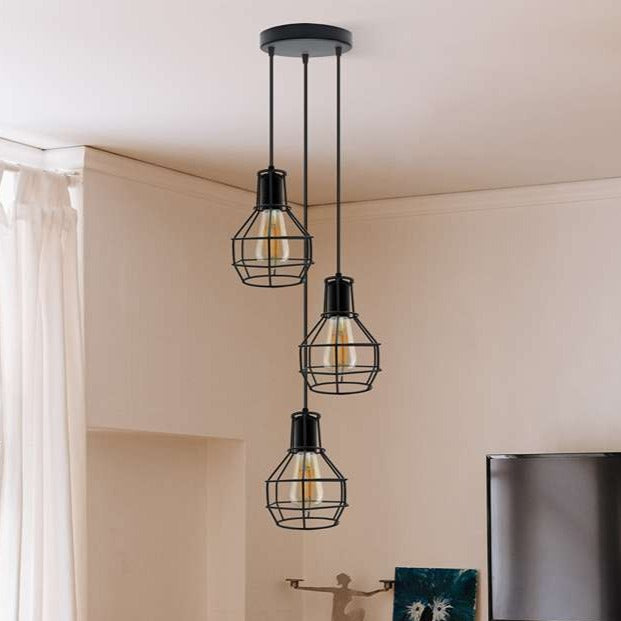 Industrial Retro Metal Cage Pendant Light E27 Fitting for Kitchen