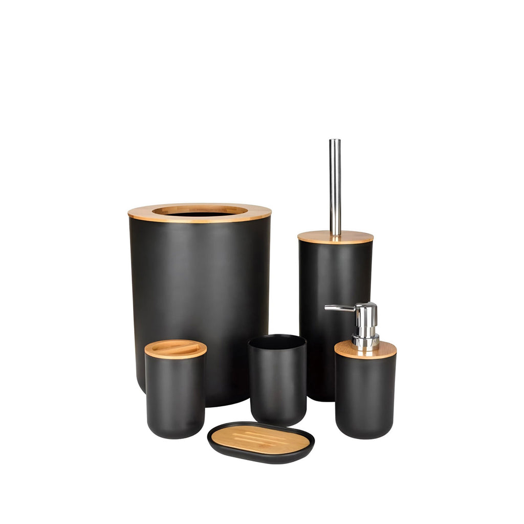 Modern Plastic Bathroom Accessory Set with Bin, Toilet Brush, Soap Dispenser