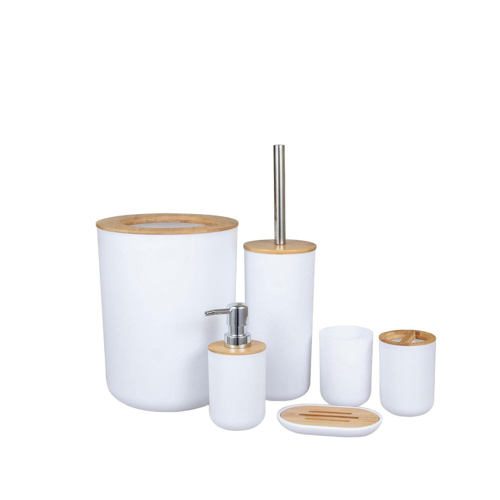 Modern Plastic Bathroom Accessory Set with Bin, Toilet Brush, Soap Dispenser
