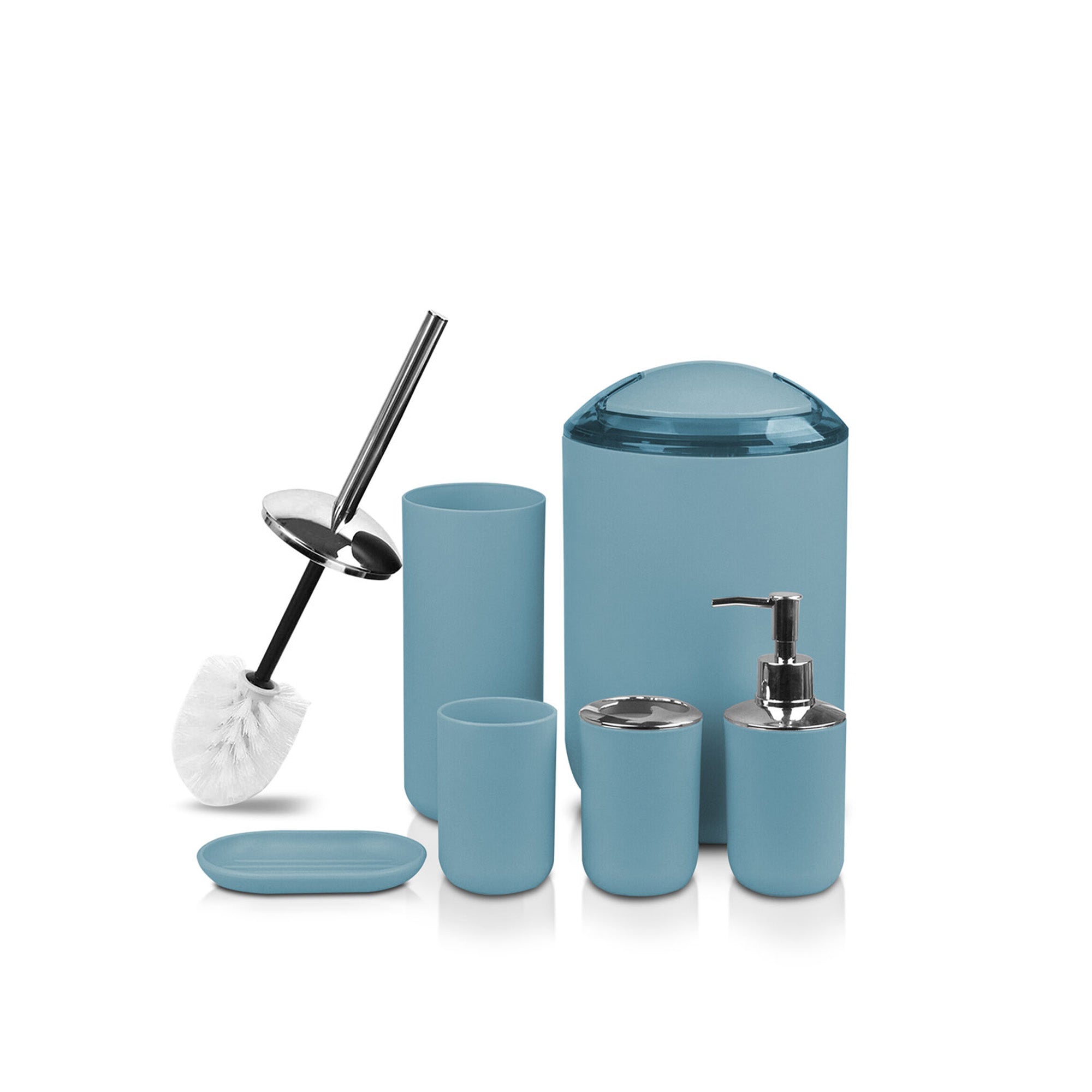 6/7 Pcs Plastic Bathroom Set Bin Toilet Brush Soap Dispenser ~6115